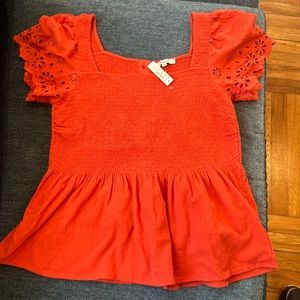 NWT! Madewell flutter sleeve peplum top